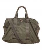 PRADAプラダ）の古着「サフィアーノレザー×ナイロンボストンバッグ」｜オリーブ