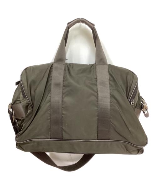 PRADA（プラダ）PRADA (プラダ) サフィアーノレザー×ナイロンボストンバッグ オリーブの古着・服飾アイテム