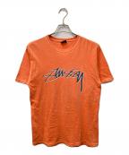stussyステューシー）の古着「ストックロゴTシャツ」｜オレンジ