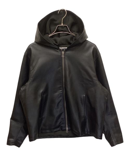 OPENINGACT（オープニングアクト）OPENINGACT (オープニングアクト) シンセティックレザー ライダースパーカージャケット ブラック サイズ:Mの古着・服飾アイテム
