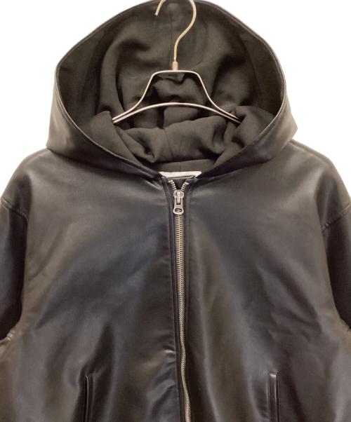 OPENINGACT（オープニングアクト）OPENINGACT (オープニングアクト) シンセティックレザー ライダースパーカージャケット ブラック サイズ:Mの古着・服飾アイテム