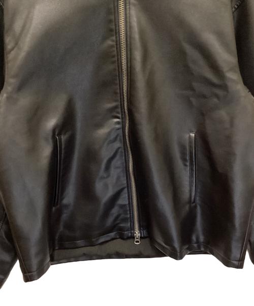 OPENINGACT（オープニングアクト）OPENINGACT (オープニングアクト) シンセティックレザー ライダースパーカージャケット ブラック サイズ:Mの古着・服飾アイテム