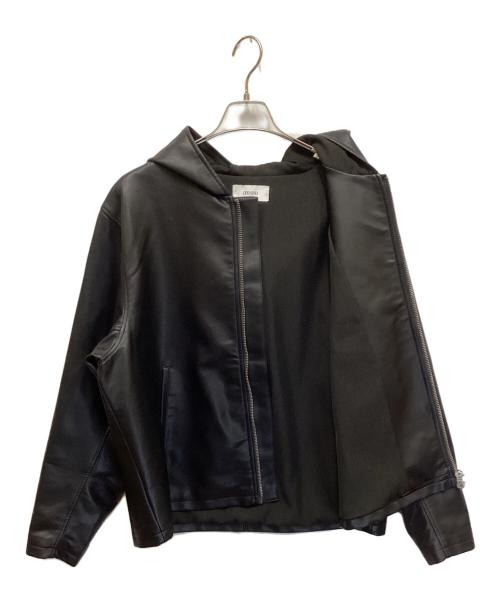 OPENINGACT（オープニングアクト）OPENINGACT (オープニングアクト) シンセティックレザー ライダースパーカージャケット ブラック サイズ:Mの古着・服飾アイテム