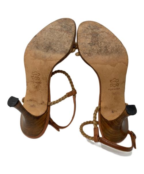 Manolo Blahnik（マノロブラニク）Manolo Blahnik (マノロブラニク) ロープストラップヒールサンダル ベージュ サイズ:36の古着・服飾アイテム