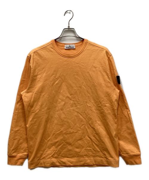 STONE ISLAND（ストーンアイランド）STONE ISLAND (ストーンアイランド) ヘビーウェイトコットンクルーネックL/Sカットソー オレンジ サイズ:Lの古着・服飾アイテム
