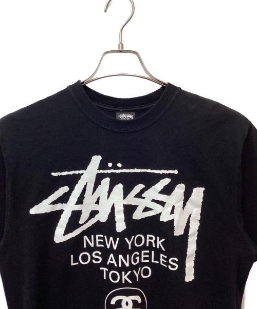 stussy（ステューシー）stussy (ステューシー) World tour tee（ワールドツアーティー） ブラック サイズ:Mの古着・服飾アイテム