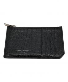Saint Laurent Paris（サンローランパリ）の古着「ZIP FRAGMENT CROCODILE CARD HOLDER（ジップフラグメントクロコダイルカードホルダー）」｜ブラック