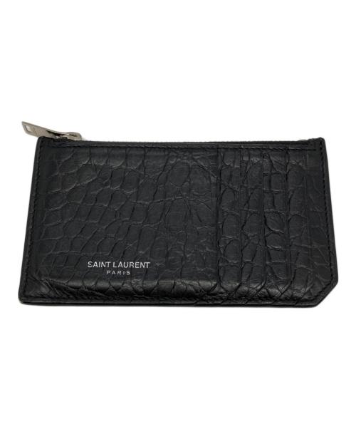 Saint Laurent Paris（サンローランパリ）Saint Laurent Paris (サンローランパリ) ZIP FRAGMENT CROCODILE CARD HOLDER（ジップフラグメントクロコダイルカードホルダー） ブラックの古着・服飾アイテム