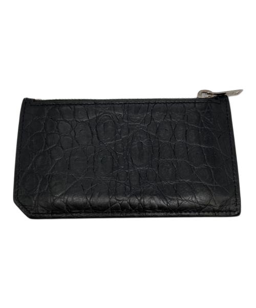 Saint Laurent Paris（サンローランパリ）Saint Laurent Paris (サンローランパリ) ZIP FRAGMENT CROCODILE CARD HOLDER（ジップフラグメントクロコダイルカードホルダー） ブラックの古着・服飾アイテム