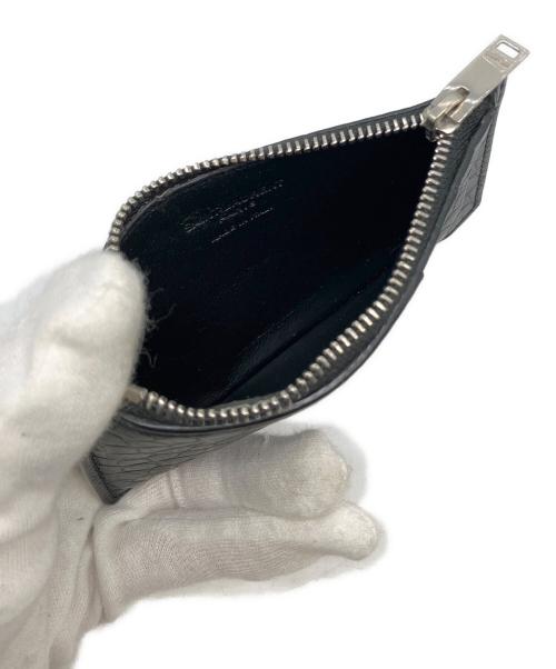 Saint Laurent Paris（サンローランパリ）Saint Laurent Paris (サンローランパリ) ZIP FRAGMENT CROCODILE CARD HOLDER（ジップフラグメントクロコダイルカードホルダー） ブラックの古着・服飾アイテム