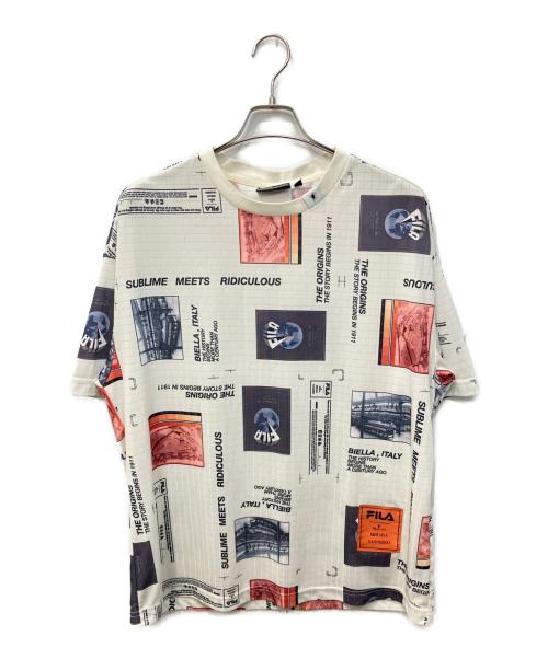 FILA（フィラ）FILA (フィラ) Maison MIHARA YASUHIRO (メゾン ミハラ ヤスヒロ) 総柄Tシャツ アイボリー サイズ:Lの古着・服飾アイテム