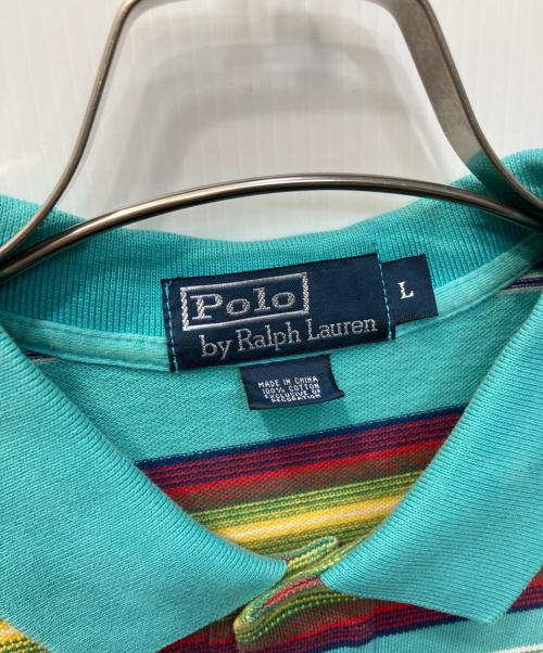POLO RALPH LAUREN（ポロ・ラルフローレン）POLO RALPH LAUREN (ポロ・ラルフローレン) マルチボーダーポロシャツ ブルー サイズ:Lの古着・服飾アイテム