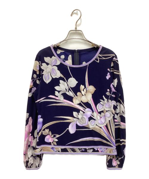 LEONARD（レオナール）LEONARD (レオナール) フローラルプリントブラウス ネイビー サイズ:Lの古着・服飾アイテム