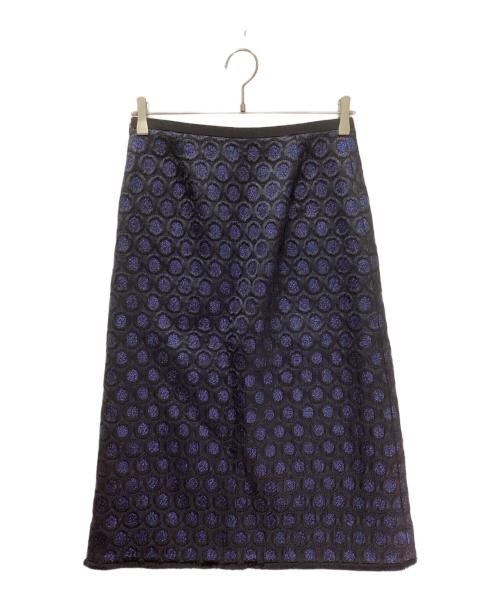 DRAWER（ドゥロワー）Drawer (ドゥロワー) ラメサークルジャカードスカート ネイビー サイズ:36の古着・服飾アイテム