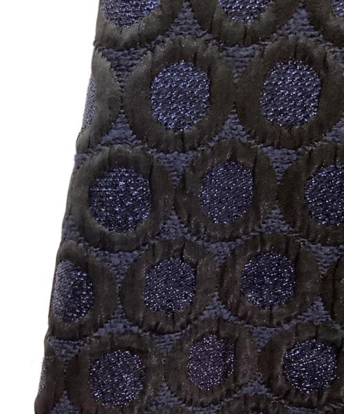 DRAWER（ドゥロワー）Drawer (ドゥロワー) ラメサークルジャカードスカート ネイビー サイズ:36の古着・服飾アイテム