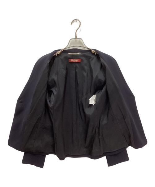 Max Mara Studio（マックスマーラ ストゥディオ）MAX MARA STUDIO (マックスマーラ ストゥディオ) ノーカラージャケット ネイビー サイズ:36の古着・服飾アイテム