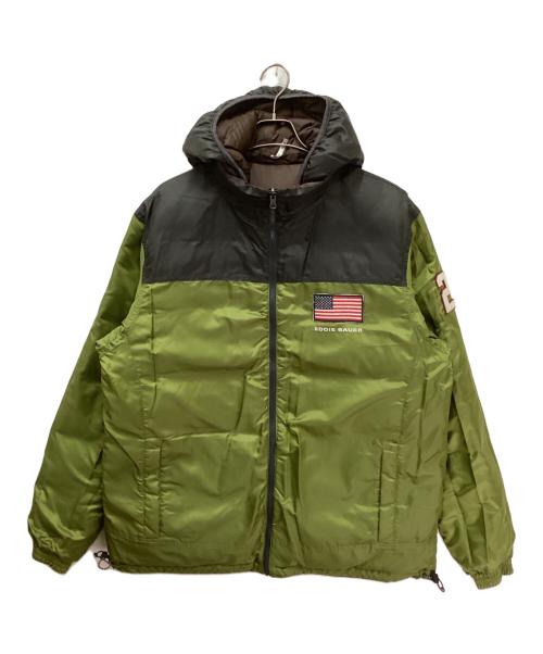 Eddie Bauer（エディーバウアー）Eddie Bauer (エディーバウアー) リバーシブルダウンジャケット ブラウン×グリーン サイズ:XLの古着・服飾アイテム