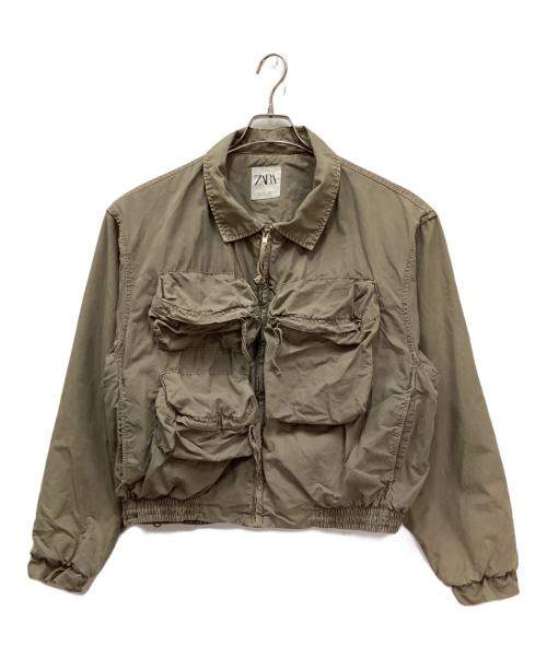 ZARA（ザラ）ZARA (ザラ) ユーティリティポケットジップアップジャケット オリーブ サイズ:Lの古着・服飾アイテム