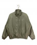 NIKEナイキ）の古着「Solo Swoosh Satin Bomber Jacket/ソロスウッシュサテンボンバージャケット」｜カーキ