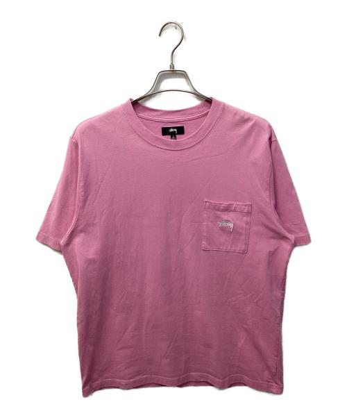 stussy（ステューシー）stussy (ステューシー) 刺繍ロゴポケットTシャツ ピンク サイズ:Lの古着・服飾アイテム