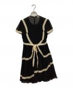 RED VALENTINOレッドヴァレンティノ）の古着「リボンエンブロイダリープリーツワンピース」｜ブラック