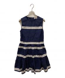 RED VALENTINO（レッドヴァレンティノ）の古着「レインボーレースノースリーブワンピース」｜ブルー