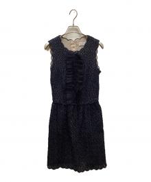 RED VALENTINO（レッドヴァレンティノ）の古着「レースノースリーブワンピース」｜ネイビー