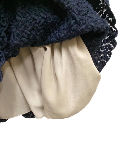 RED VALENTINO（レッドヴァレンティノ）RED VALENTINO (レッドヴァレンティノ) レースノースリーブワンピース ネイビー サイズ:38の古着・服飾アイテム