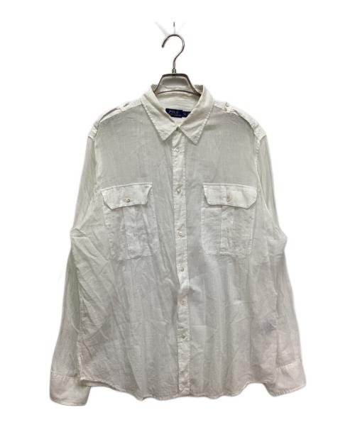 POLO RALPH LAUREN（ポロ・ラルフローレン）POLO RALPH LAUREN (ポロ・ラルフローレン) エポーレットラミーコットンシャツ ホワイト サイズ:XLの古着・服飾アイテム
