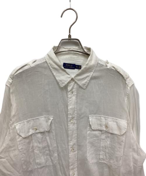 POLO RALPH LAUREN（ポロ・ラルフローレン）POLO RALPH LAUREN (ポロ・ラルフローレン) エポーレットラミーコットンシャツ ホワイト サイズ:XLの古着・服飾アイテム