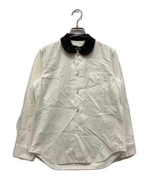tricot COMME des GARCONS（トリココムデギャルソン）tricot COMME des GARCONS (トリココムデギャルソン) 丸襟キュプラシャツ ホワイト×ブラック サイズ:Mの古着・服飾アイテム