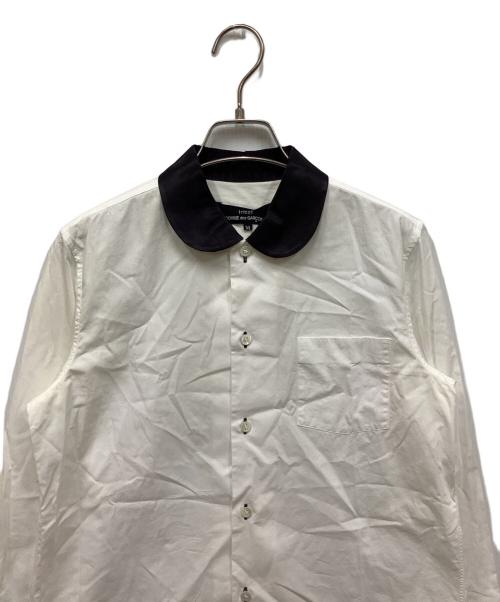 tricot COMME des GARCONS（トリココムデギャルソン）tricot COMME des GARCONS (トリココムデギャルソン) 丸襟キュプラシャツ ホワイト×ブラック サイズ:Mの古着・服飾アイテム