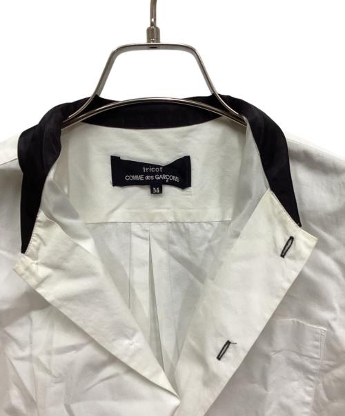 tricot COMME des GARCONS（トリココムデギャルソン）tricot COMME des GARCONS (トリココムデギャルソン) 丸襟キュプラシャツ ホワイト×ブラック サイズ:Mの古着・服飾アイテム