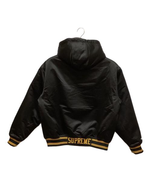 SUPREME（シュプリーム）SUPREME (シュプリーム) MITCHELL & NESS (ミッチェルアンドネス) Lined Hooded Satin Varsity Jacket ブラック サイズ:Sの古着・服飾アイテム