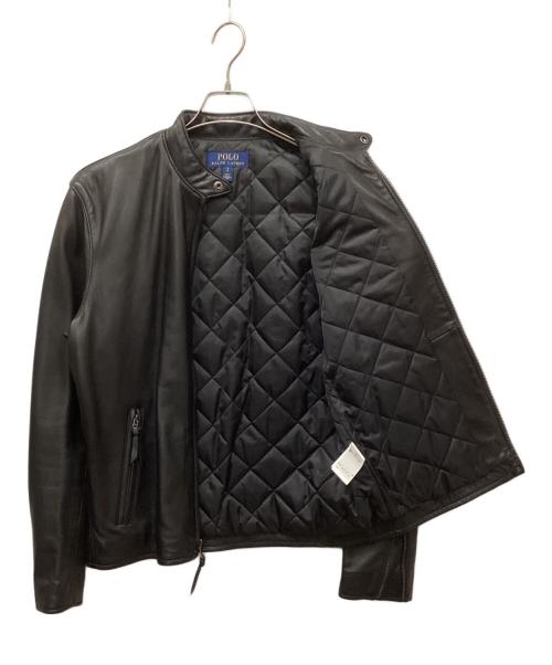 POLO RALPH LAUREN（ポロ・ラルフローレン）POLO RALPH LAUREN (ポロ・ラルフローレン) LAMBSKIN CAFE RACER JACKET / ラムレザージャケット ブラック サイズ:Sの古着・服飾アイテム