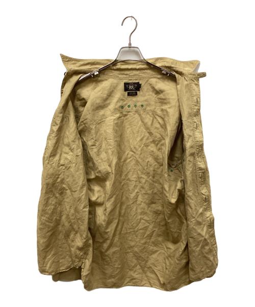 RRL（ダブルアールエル）RRL (ダブルアールエル) リネンコットンガチャポケワーク シャツ ブラウン サイズ:XLの古着・服飾アイテム