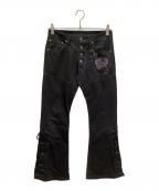 TORNADO MARTトルネードマート）の古着「刺繍フレアパンツ」｜ブラック