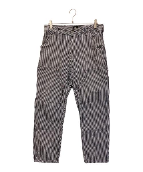 stussy（ステューシー）stussy (ステューシー) ダブルニーヒッコリーペインターパンツ ネイビー×ホワイト サイズ:32の古着・服飾アイテム