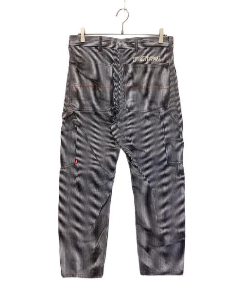 stussy（ステューシー）stussy (ステューシー) ダブルニーヒッコリーペインターパンツ ネイビー×ホワイト サイズ:32の古着・服飾アイテム