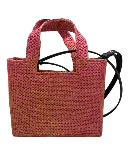 LOEWE（ロエベ）LOEWE (ロエベ) PAULA'S IBIZA (パウラズ・イビザ) フォント ラフィア2wayバッグ mini ピンクの古着・服飾アイテム