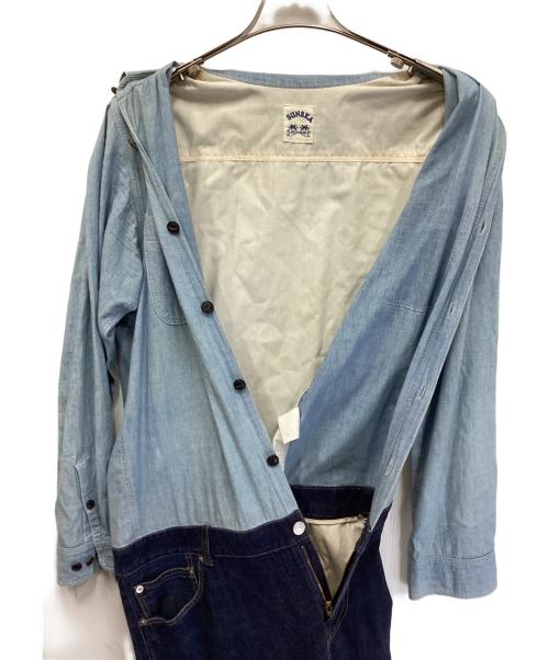 SUNSEA（サンシー）SUNSEA (サンシー) シャンブレー×デニム切替ジャンプスーツ インディゴ サイズ:不明の古着・服飾アイテム