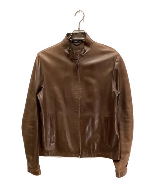 GUCCI（グッチ）GUCCI (グッチ) ラムレザージャケット ブラウン サイズ:48の古着・服飾アイテム
