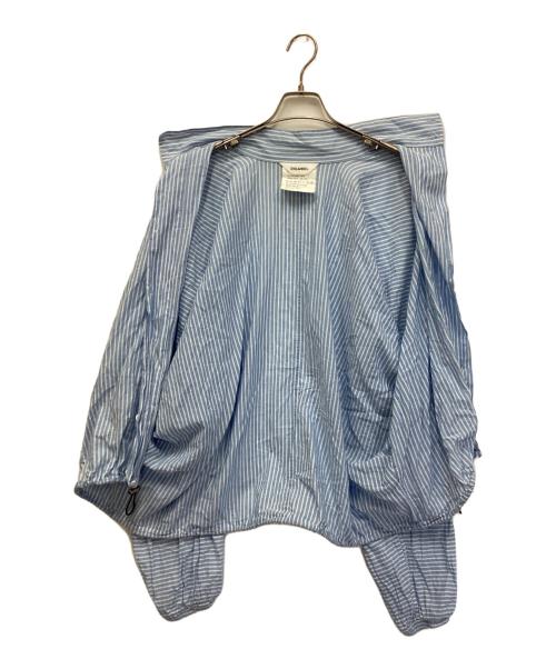 digawel（ディガウェル）DIGAWEL (ディガウェル) シルク混ドルマンスリーブストライプシャツ スカイブルー サイズ:3の古着・服飾アイテム