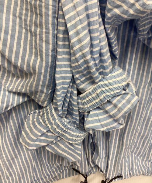 digawel（ディガウェル）DIGAWEL (ディガウェル) シルク混ドルマンスリーブストライプシャツ スカイブルー サイズ:3の古着・服飾アイテム