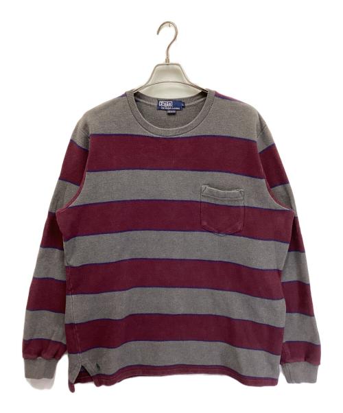POLO RALPH LAUREN（ポロ・ラルフローレン）POLO RALPH LAUREN (ポロ・ラルフローレン) ボーダーカットソー エンジ×グレー サイズ:Lの古着・服飾アイテム