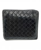 BOTTEGA VENETAボッテガベネタ）の古着「イントレチャート2つ折り財布」｜ブラック
