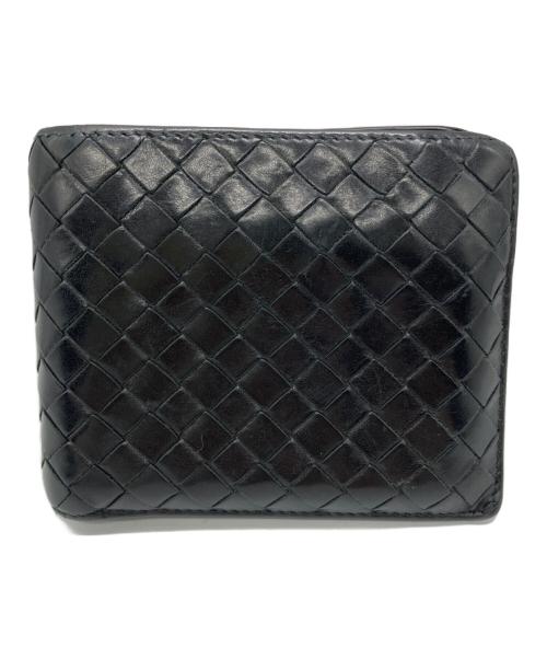 BOTTEGA VENETA（ボッテガベネタ）BOTTEGA VENETA (ボッテガベネタ) イントレチャート2つ折り財布 ブラックの古着・服飾アイテム