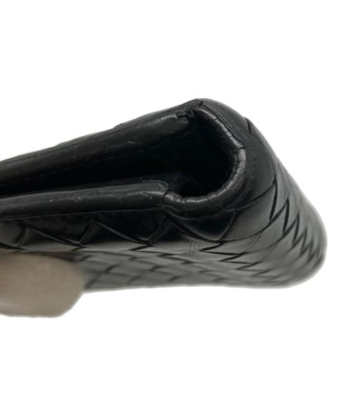 BOTTEGA VENETA（ボッテガベネタ）BOTTEGA VENETA (ボッテガベネタ) イントレチャート2つ折り財布 ブラックの古着・服飾アイテム