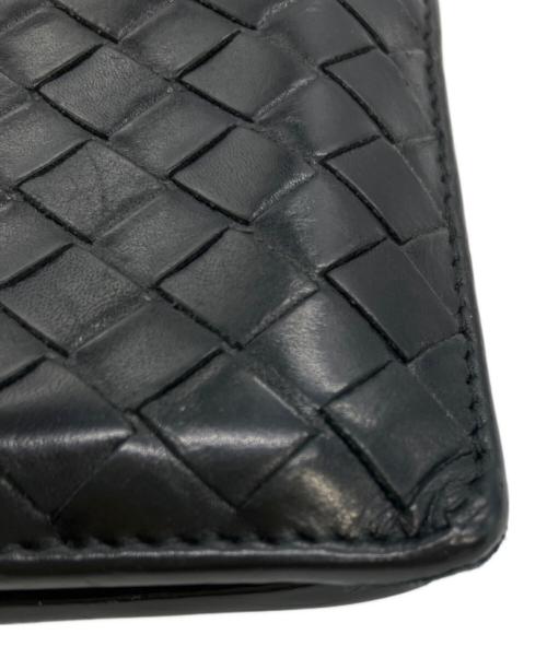 BOTTEGA VENETA（ボッテガベネタ）BOTTEGA VENETA (ボッテガベネタ) イントレチャート2つ折り財布 ブラックの古着・服飾アイテム