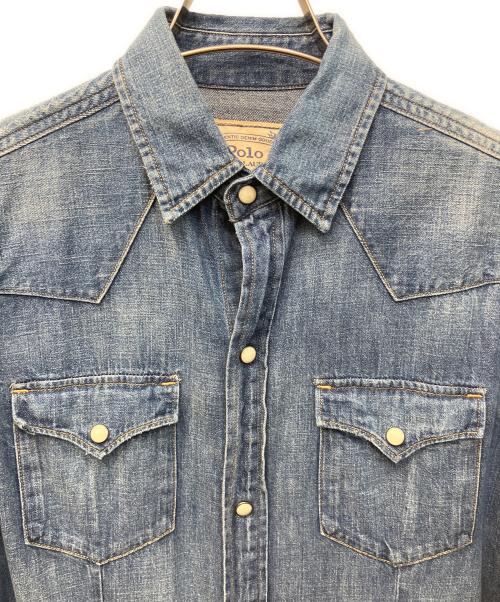 POLO RALPH LAUREN（ポロ・ラルフローレン）POLO RALPH LAUREN (ポロ・ラルフローレン) デニムウエスタンシャツワンピース インディゴ サイズ:XSの古着・服飾アイテム